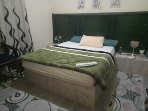 Premium bedding, memory foam beds, desk, laptop workspace