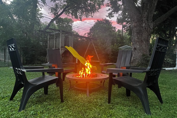 Unwind by the fire after a day exploring in Ames!