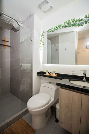 Towels, soap, toilet paper