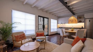 Superior Apartment, 2 Bedrooms, Kitchen | Living area