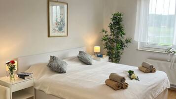 2 bedrooms, iron/ironing board, internet, bed sheets