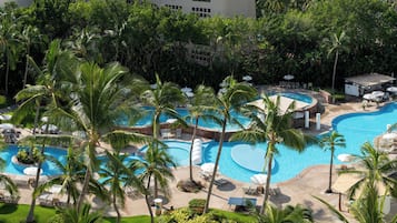 2 outdoor pools, open 9:00 AM to 9:00 PM, pool umbrellas, sun loungers