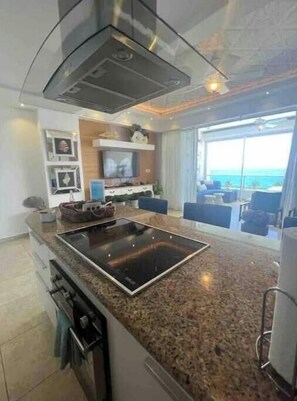 Fridge, microwave, oven, toaster