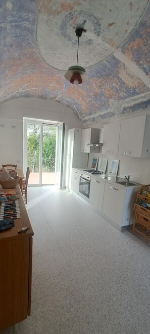 Fridge, oven, stovetop, coffee/tea maker