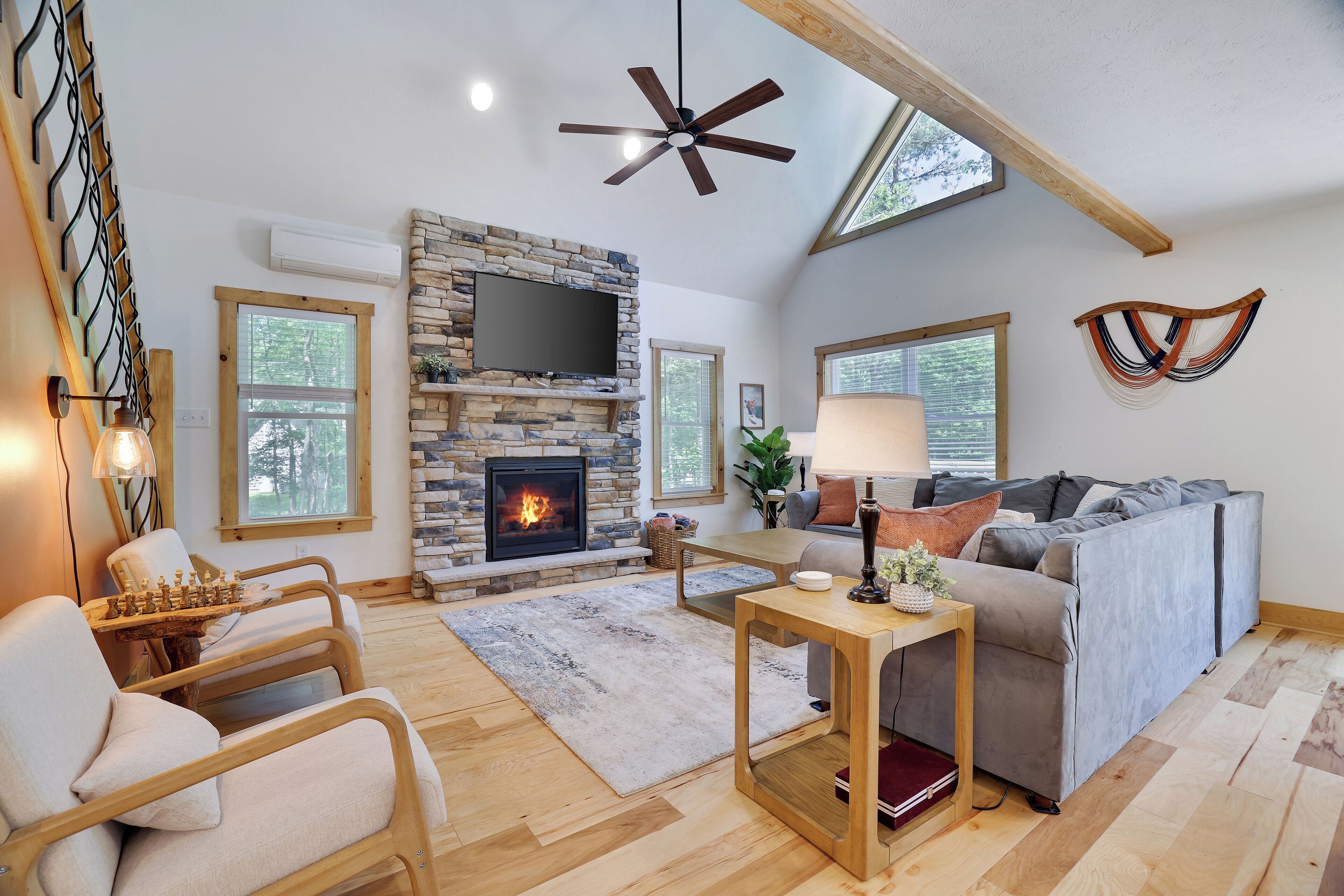 Smart TV, fireplace, video games, table football