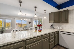 Fridge, microwave, oven, stovetop - 🛶 A-Ga-Ming Escape | Best Torch Lake Views + Golf | Large Private Patio ➠ 755 (Kewadin)