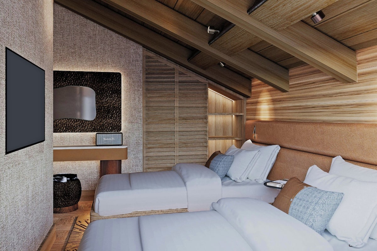 Chalé, 1 cama de casal, para não fumantes, vista para a montanha (Fireplace) | Frigobar, cofres nos quartos, escrivaninha
