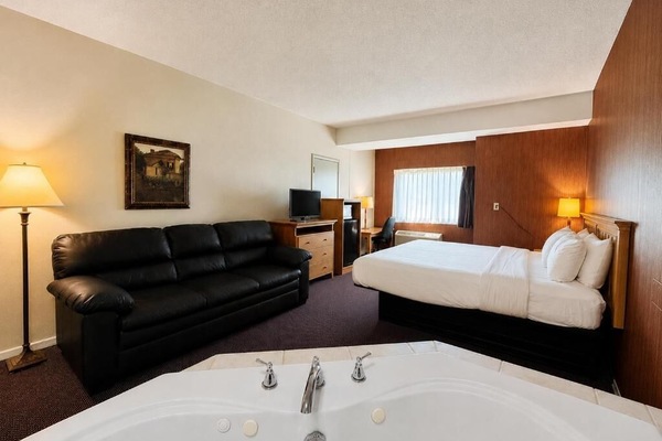 Deluxe Studio Suite, Non Smoking | Desk, laptop workspace, blackout drapes, iron/ironing board