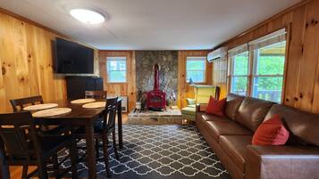 TV connectée, cheminée, lecteur de DVD