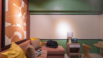 Deluxe Apartment, 1 Queen Bed with Sofa bed, Balcony, City View | Living area