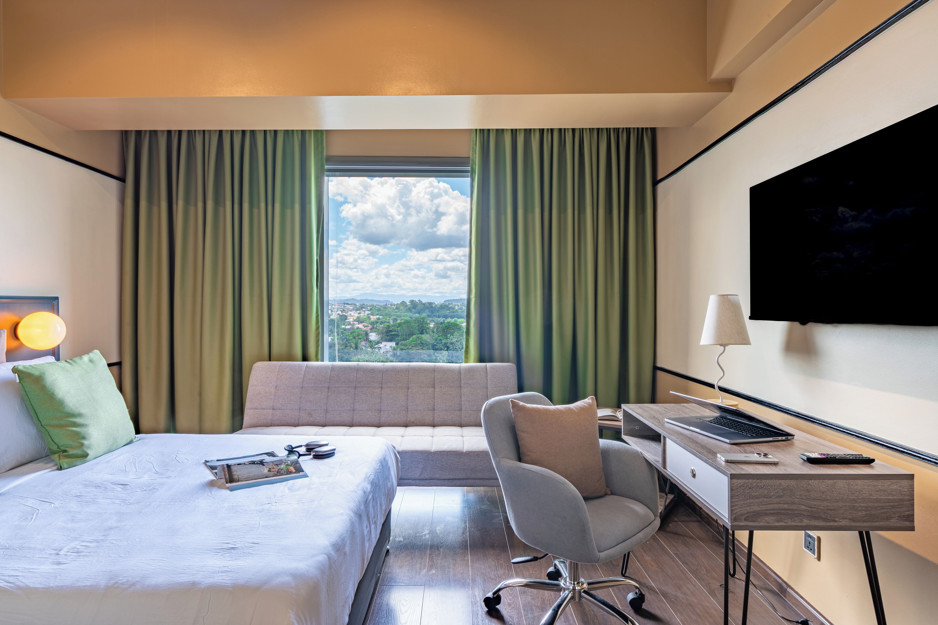 Deluxe Apartment, 1 Queen Bed with Sofa bed, Kitchen, City View | Individually decorated, individually furnished, desk, laptop workspace