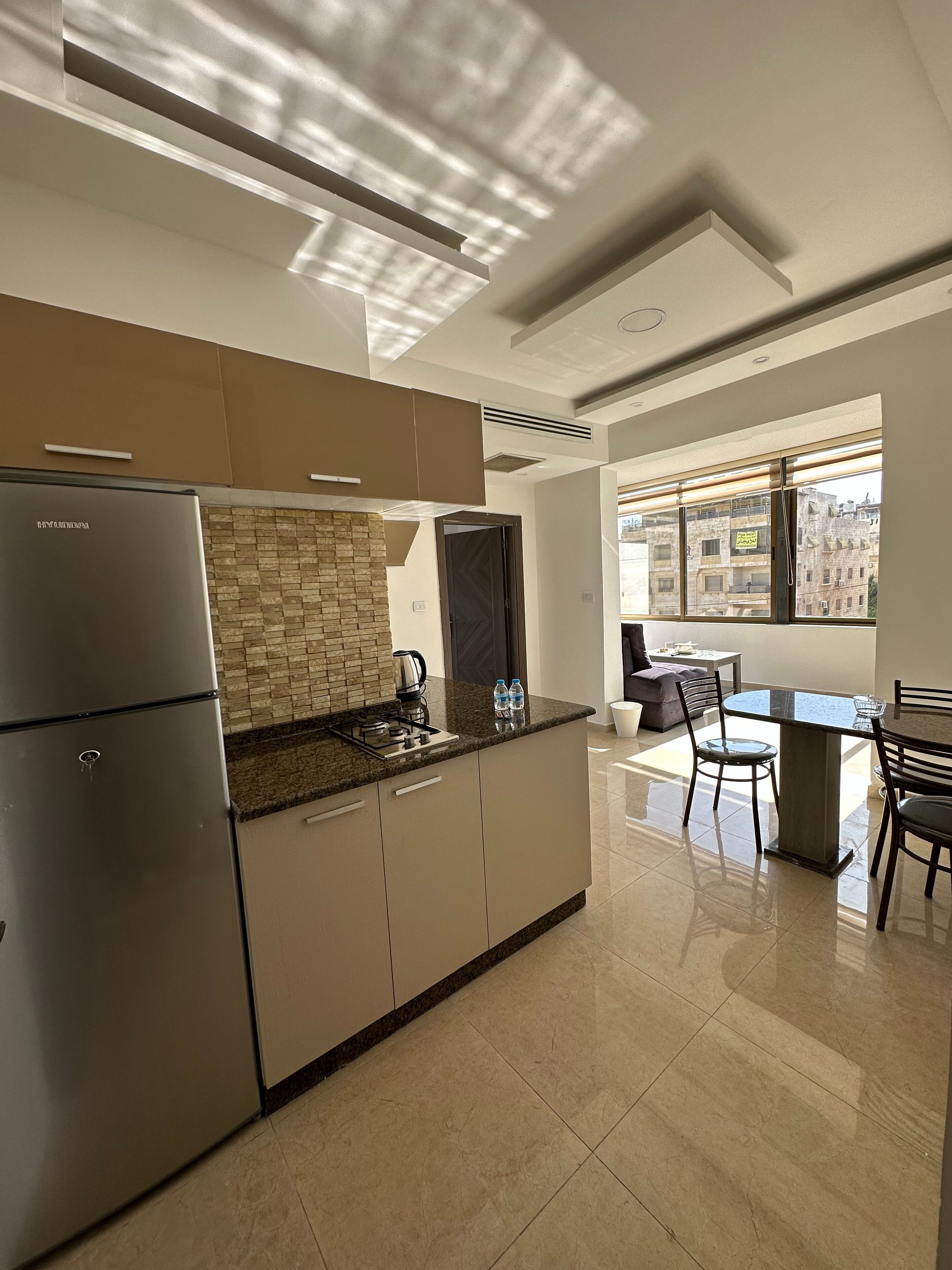 Fridge, microwave, oven