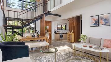 Luxury Villa, Private Pool | Living area | 50-inch Smart TV with digital channels, Netflix, streaming services