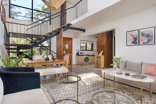 Luxury Villa, Private Pool | Living area | 50-inch Smart TV with digital channels, Netflix, streaming services