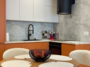 Private kitchen - Beachfront apartment with AC and free parking  in sunny Saranda (Saranda)