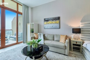 TV - bnbme | Luxury Palm Studio Balcony Pool Sea Views (Dubai)