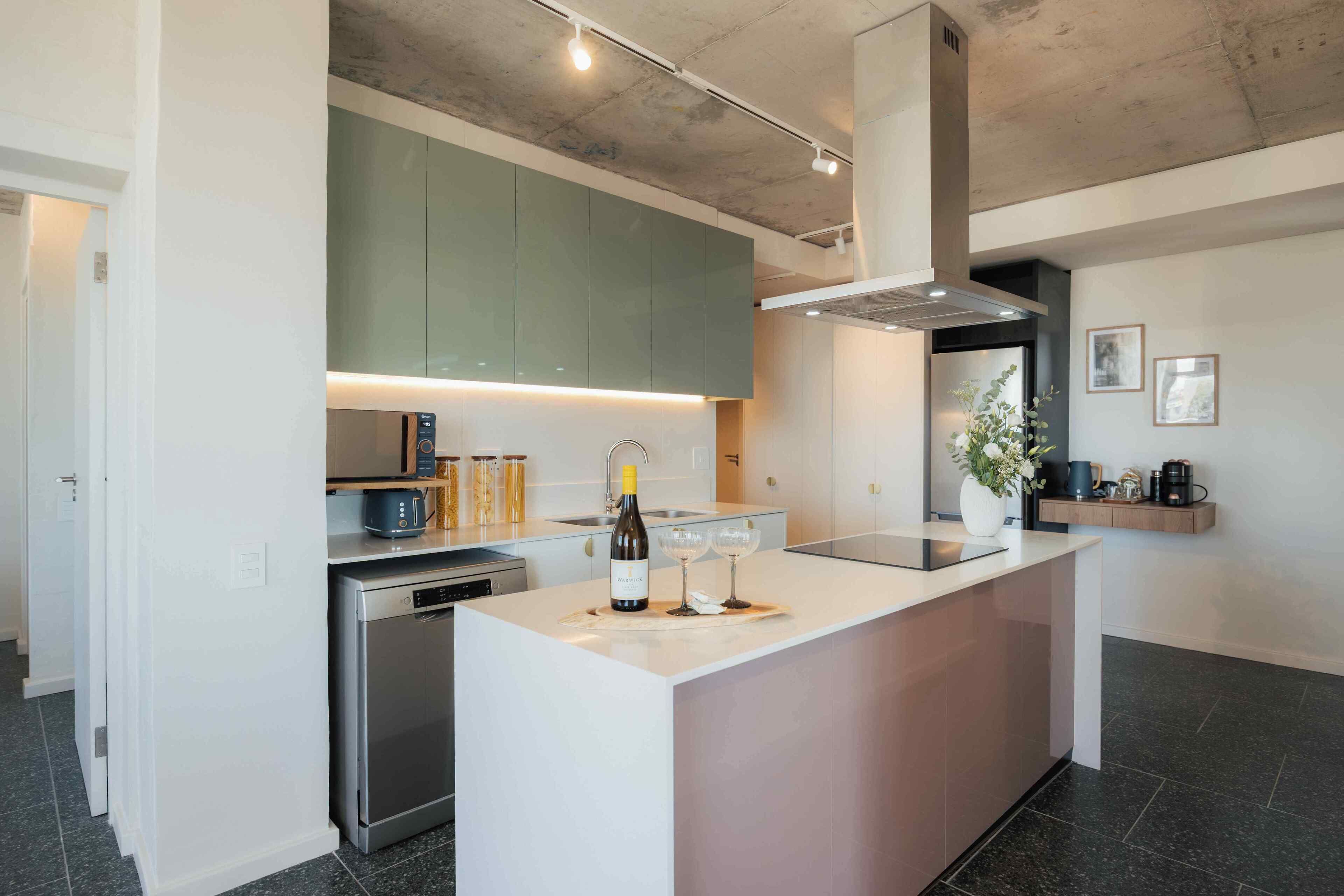 Three Bedroom Apartment | Private kitchen | Full-sized fridge, microwave, oven, stovetop