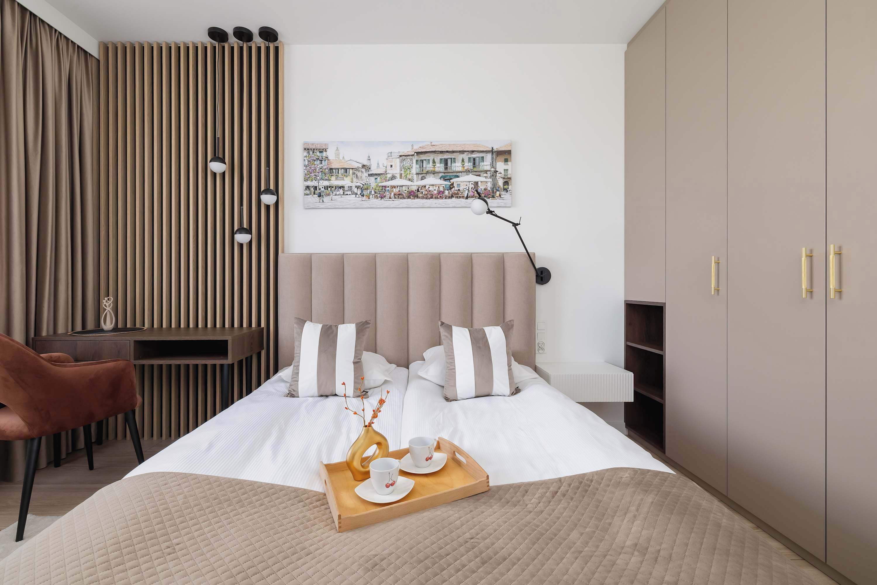 1 bedroom, desk, iron/ironing board, travel cot