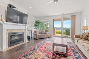 TV, fireplace, offices