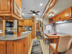 Fridge, microwave, dishwasher, coffee/tea maker