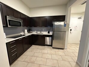 Microwave, stovetop, dishwasher