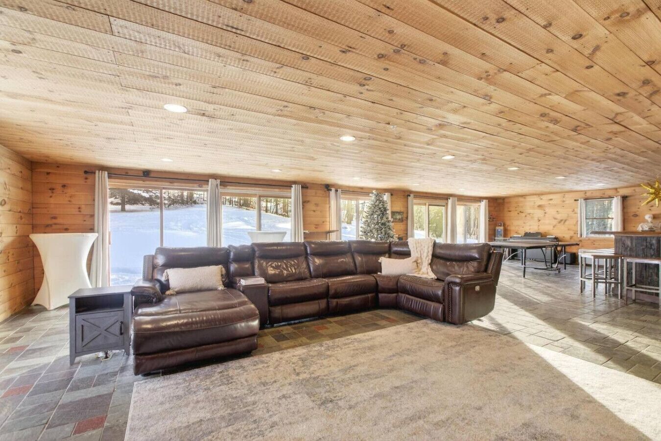 TV connectée, cheminée, table de tennis de table