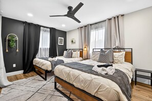 8 bedrooms, desk, iron/ironing board, travel cot