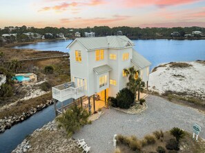 Exterior - Gulf and Lake Views! Private Dock! Beach Access Across the Street (Santa Rosa Beach)