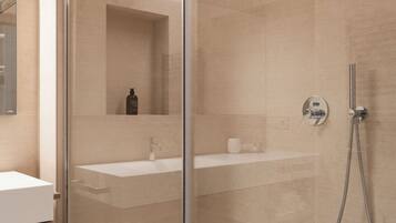 Quarto triplo superior, vista para o lago | Banheiro | Chinelos