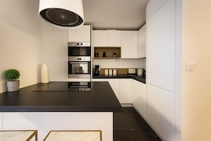 Apartment | Private kitchen | Fridge, microwave, oven, stovetop
