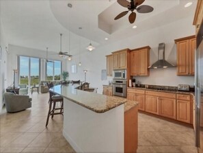 Fridge, microwave, stovetop, toaster