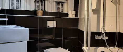 Bathroom | Shower, hair dryer, towels, soap