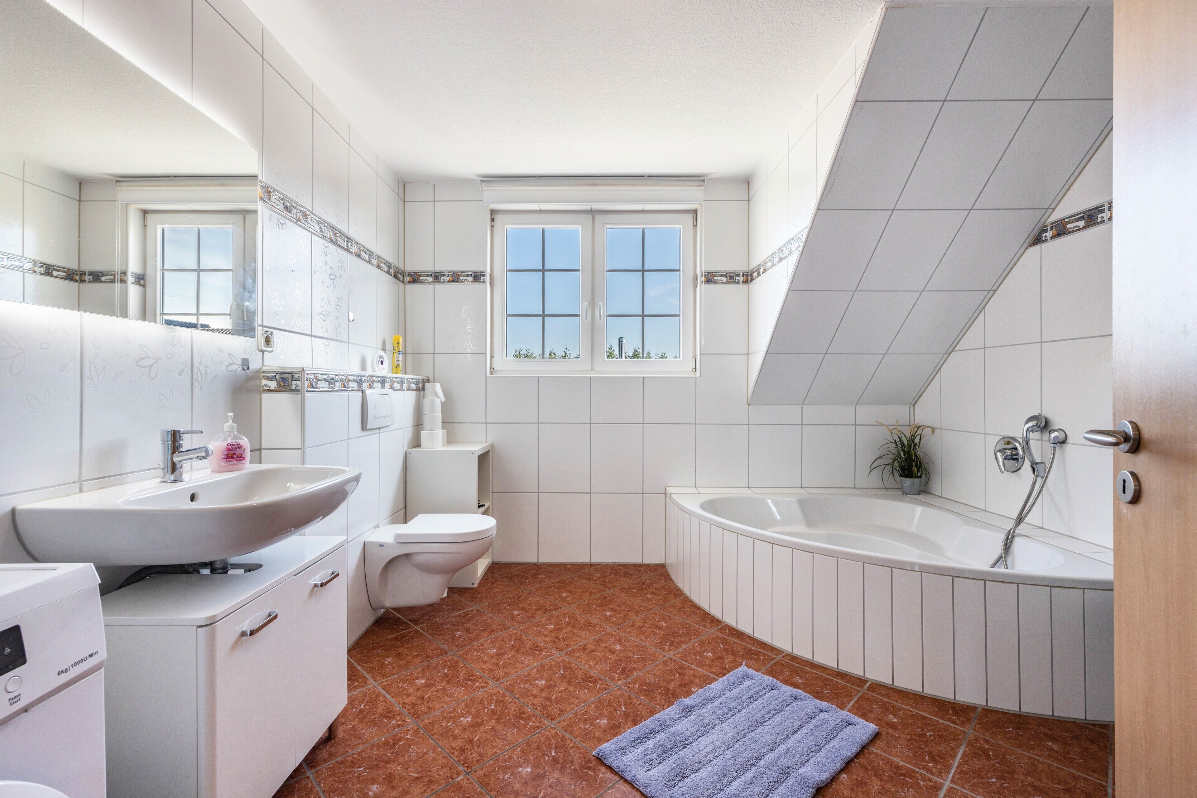 Douche, séchoir à cheveux, serviettes fournies