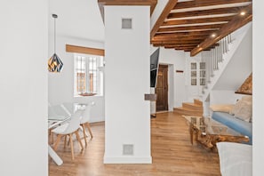TV, fireplace - Village house, 100m from the beach, with Wi-Fi and air conditioning (Estepona)