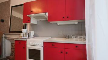 Microondas, horno, placa de cocina y cafetera o tetera