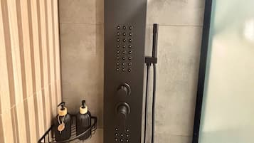 Douche, sèche-cheveux, serviettes fournies