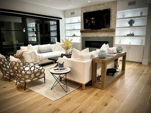 Smart TV, fireplace, table football, printers