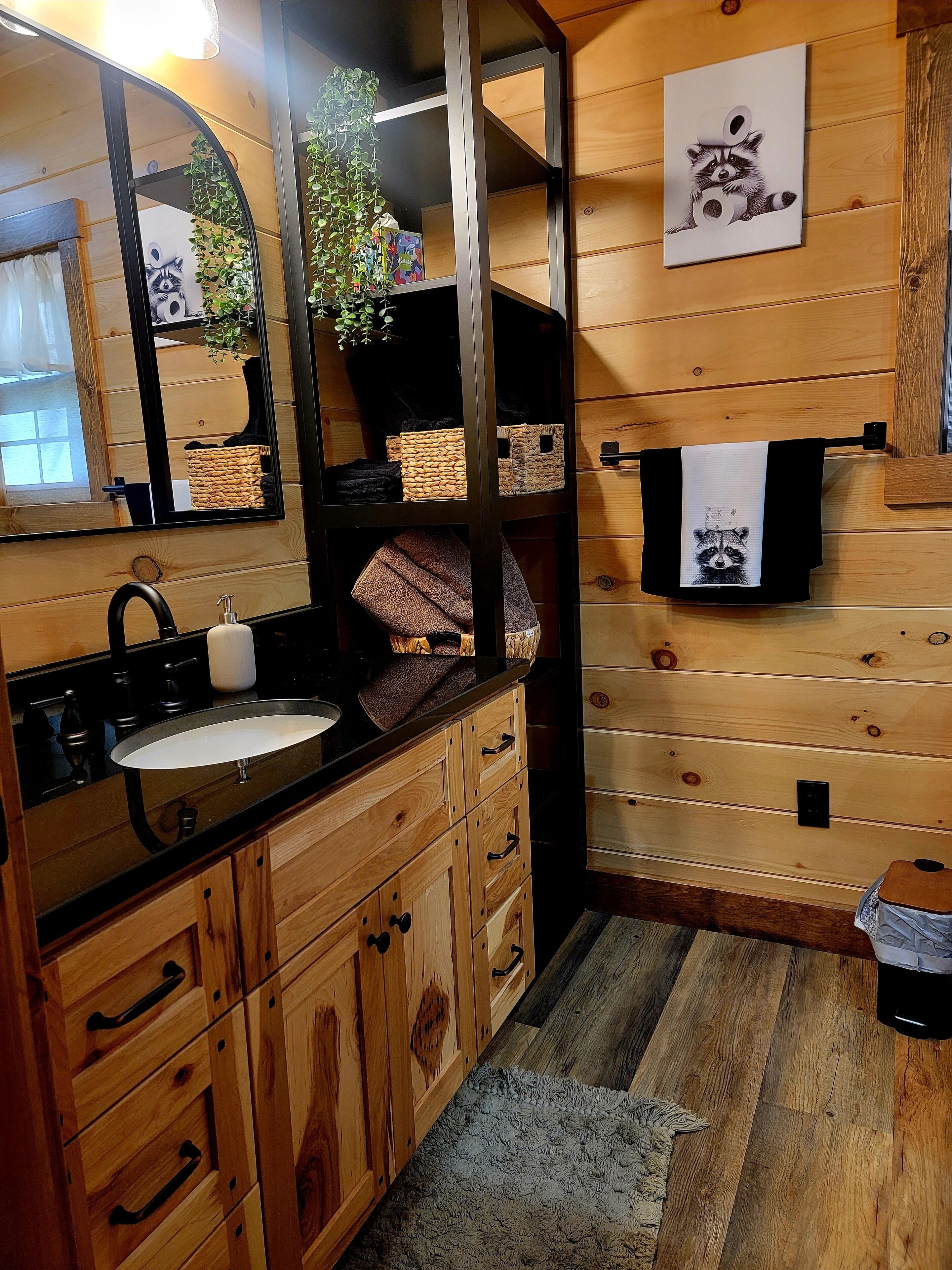 Shower, towels, toilet paper