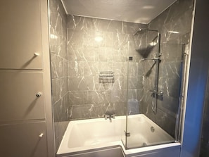 Hair dryer, towels, toilet paper