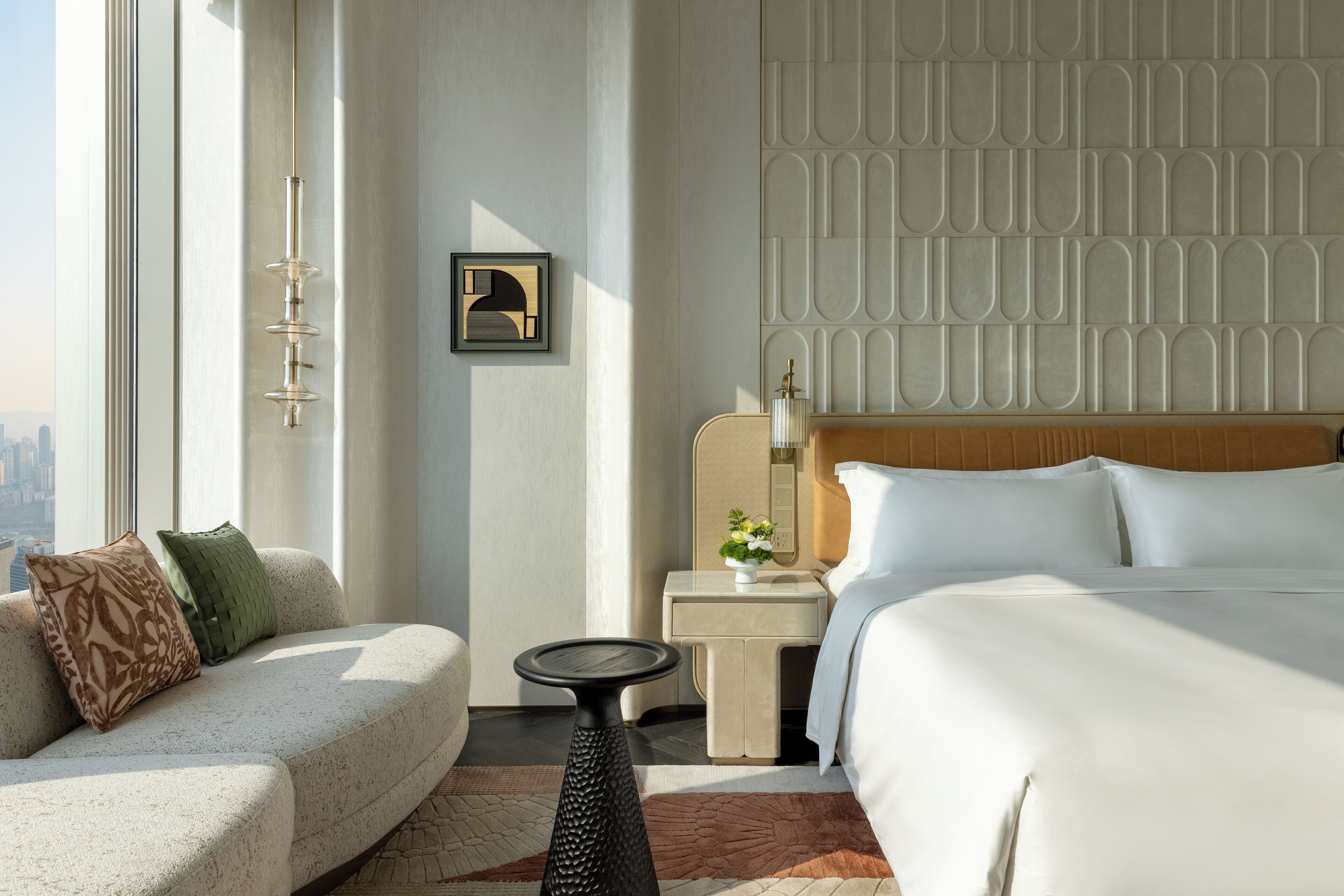 1 King Standard River View | Living area | 65-inch LED TV with cable channels