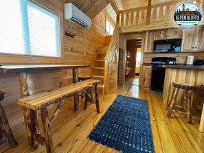 Family Cabin | Private kitchen | Coffee/tea maker, highchair