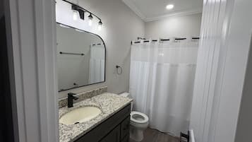 Hair dryer, towels, soap