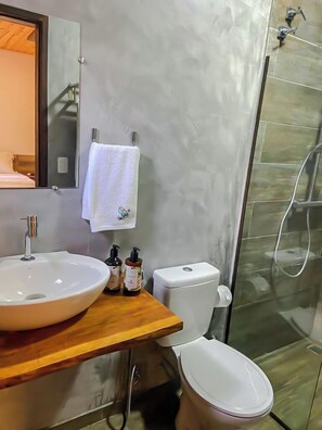 Comfort Double Room Single Use, Multiple Beds | Bathroom | Shower, hair dryer, towels, soap