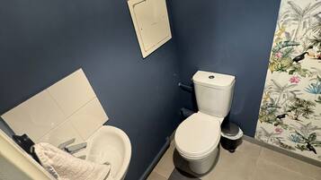 Sèche-cheveux, serviettes fournies, savon, papier toilette