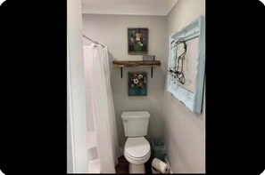 Hair dryer, towels, toilet paper