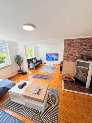 TV, fireplace