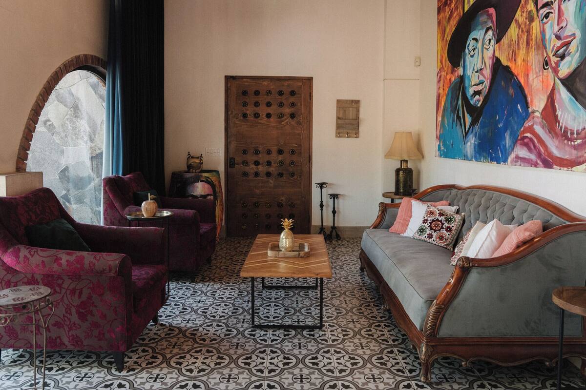Design villa, uitzicht op wijngaard | Woonruimte