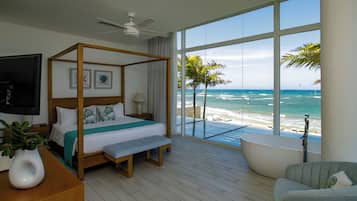 Vila Premium, pemandangan pantai | Brankas, meja kerja, ruang kerja ramah laptop, dan tirai kedap cahaya