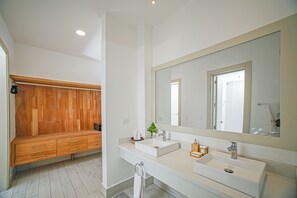 Premium Villa, Beach View | Bathroom | Free toiletries, hair dryer, towels, soap