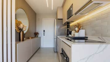 Microwave, oven, stovetop, coffee/tea maker